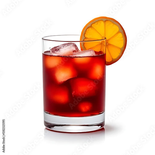 Wallpaper Mural Negroni cocktail served in a vintage tumbler, surrounded by ice cubes, with a fresh slice of orange resting on the rim Torontodigital.ca
