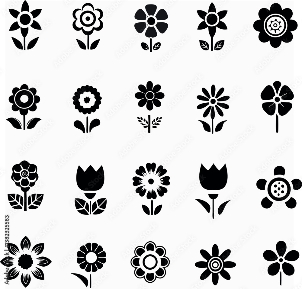 Fototapeta premium Flower-vector-set--flowers-icon. 