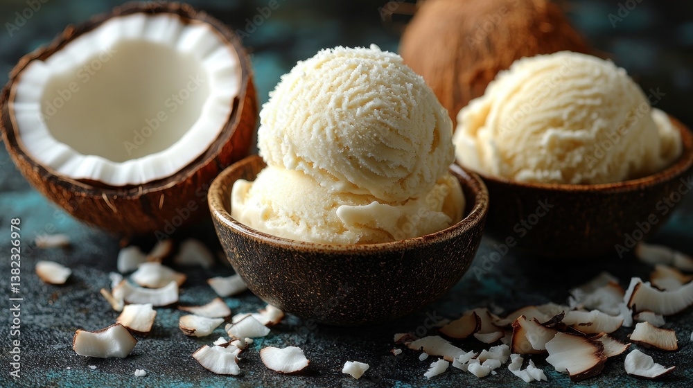 Fototapeta premium Creamy coconut ice cream
