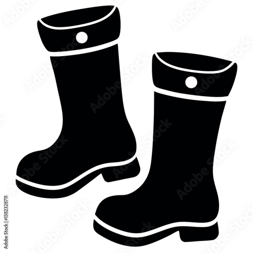 Santa's boots-silhouette-on-white-background 