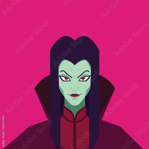 a villain wearing a cape. an evil character who is smiling slyly. an antagonist