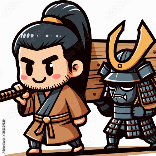 japanese soldier cartoon vector illustration