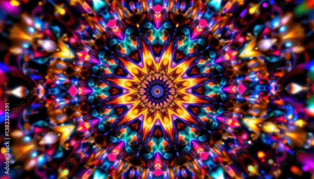 A stylized representation of a kaleidoscope, filled with shifting patterns and colors that seem to pulse with light. A stylized representation of a kaleidoscope, filled with shifting patterns and colors that seem to pulse with light.