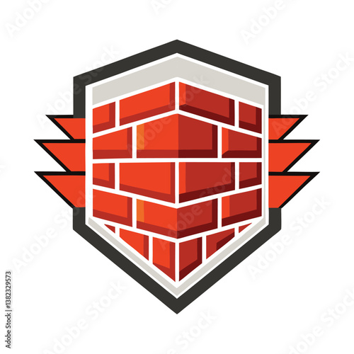 brick wall construction logo template design.