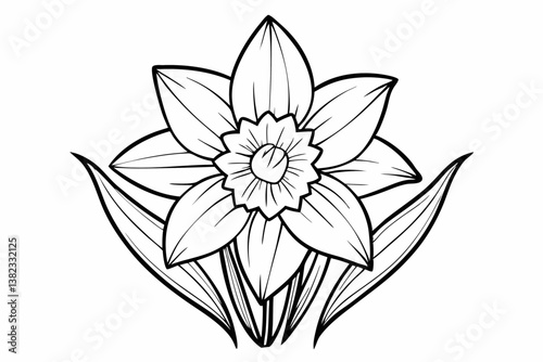 coloring page line art the daffodil black vector
