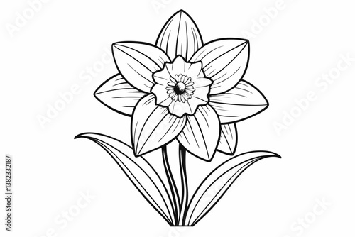 coloring page line art the daffodil black vector