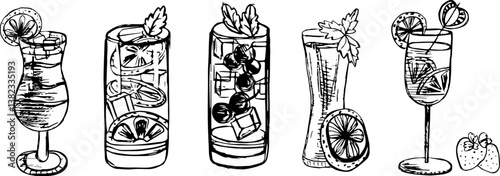 set of cocktails