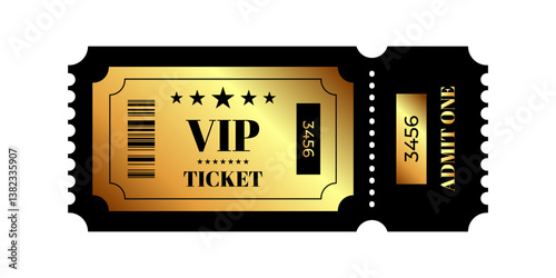 Elegant gold VIP ticket showcasing premium access for exclusive events and experiences
