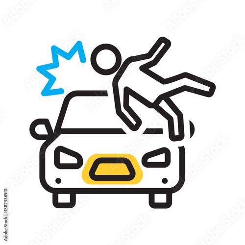 Vector multi color icon for Pedestrian accident