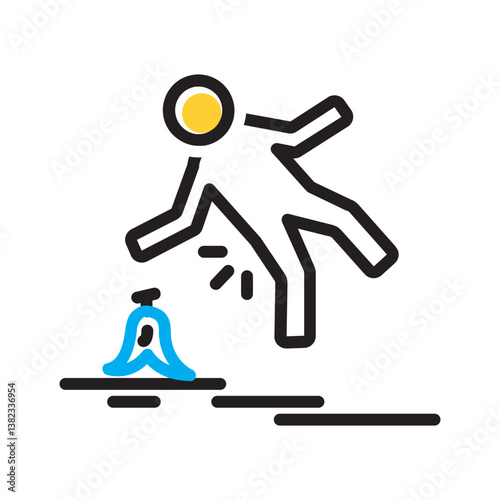 Vector multi color icon for Slip and fall