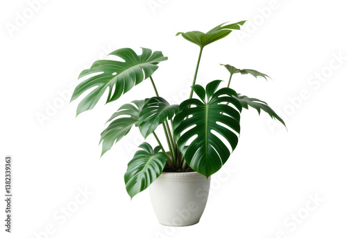 monstera plant in pot isolated on transparent or white background photo