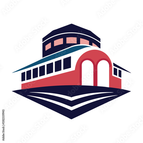 railway station logo vector design illustration