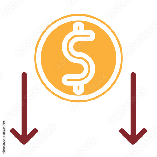 Decrease In Value Vector Glyph Two Colors Icon Design
