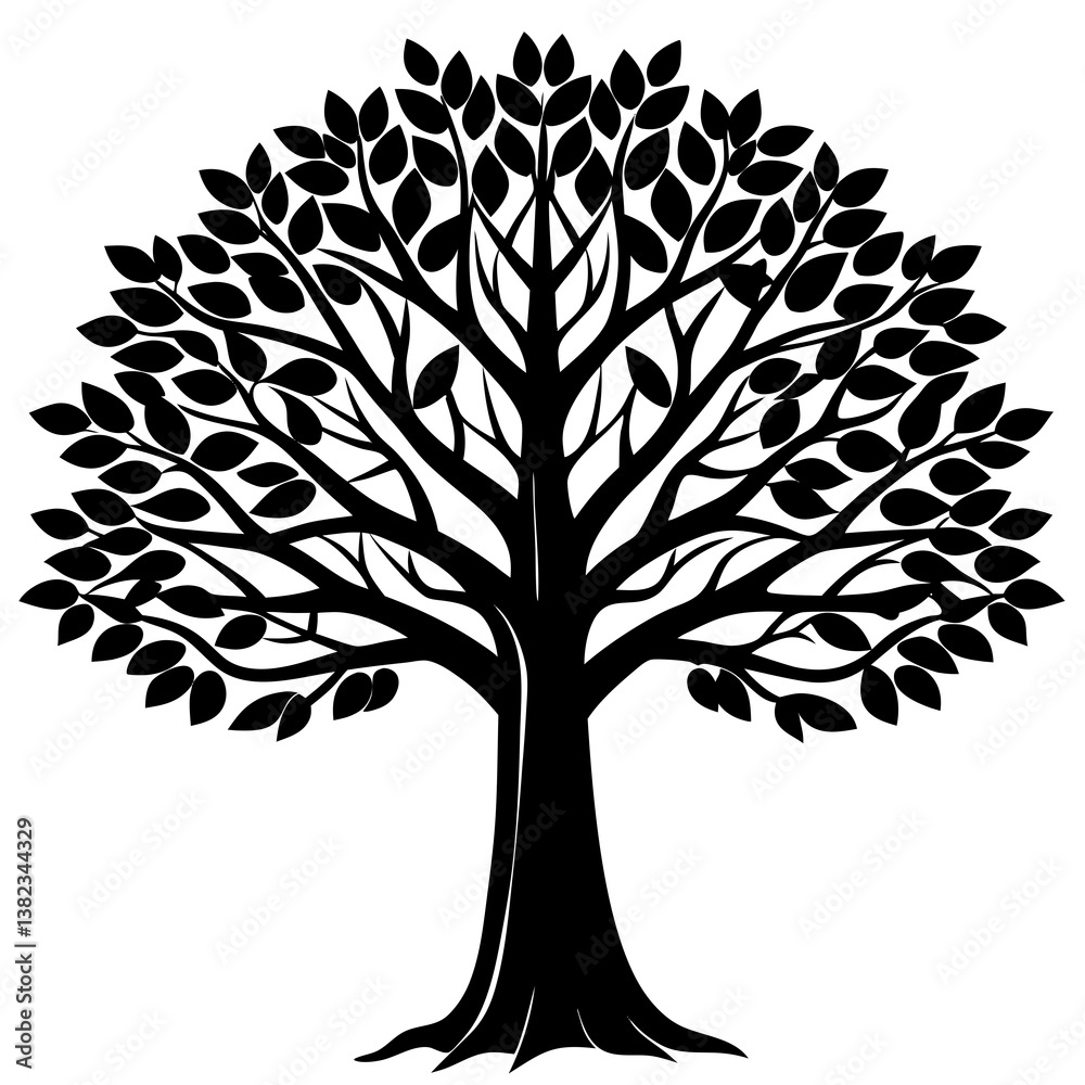 Obraz premium Minimal style cad tree line drawing, Side view, set of graphics trees elements outline symbol for architecture and landscape design drawing.