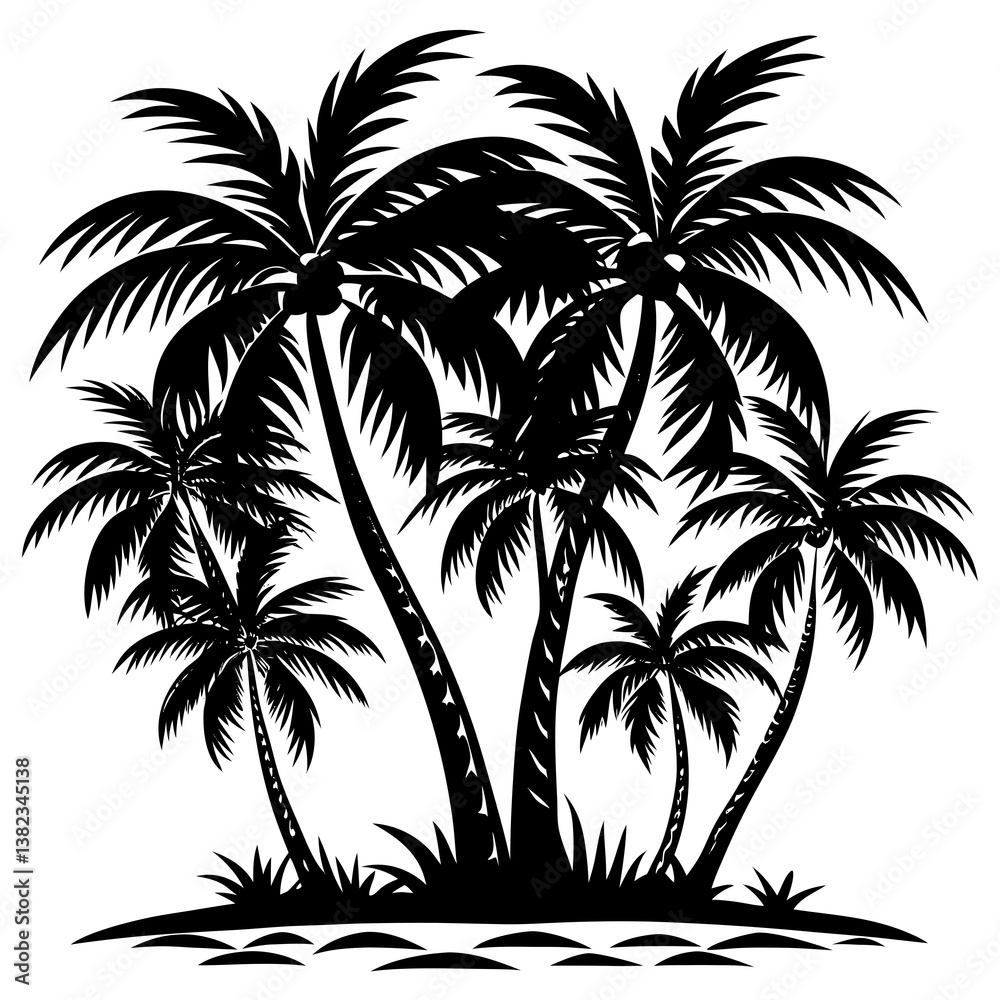 Fototapeta premium Minimal style cad tree line drawing, Side view, set of graphics trees elements outline symbol for architecture and landscape design drawing.