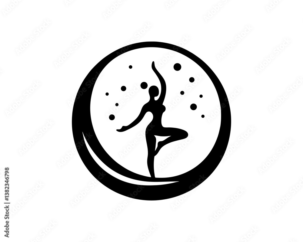 Obraz premium Yoga logo design icon symbol vector illustration. International yoga day. meditation, relaxation, and healthy lifestyle.