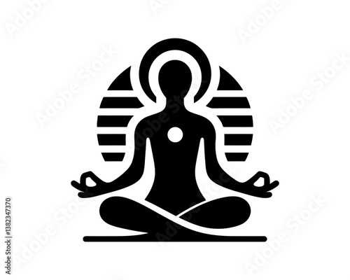 Yoga logo design icon symbol vector illustration. Yoga in Lotus Pose. International Yoga Day. Meditation, relaxation, and a healthy lifestyle.