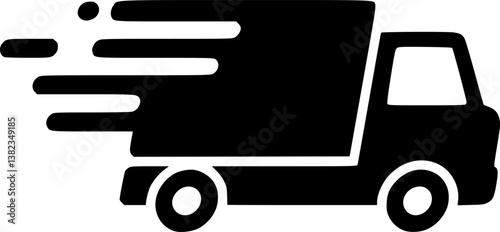 set of Fast moving shipping delivery truck line art vector icon for transportation apps and websites
