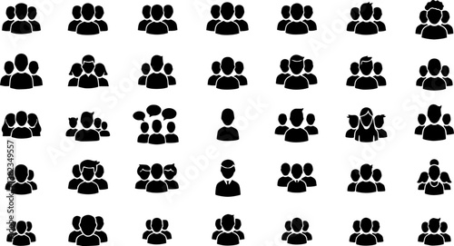 set of Group of people or group of users / friends flat icon for apps and websites
