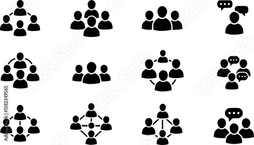 set of Group of people or group of users / friends flat icon for apps and websites
