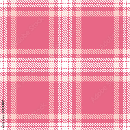 Elegant Seamless Tartan featuring Classic rosy pink and Rustic white Fabric Design