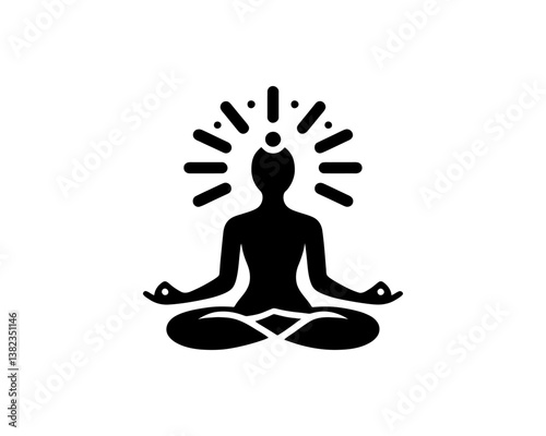 Yoga logo design icon symbol vector illustration. International yoga day.  meditation, relaxation, and healthy lifestyle.