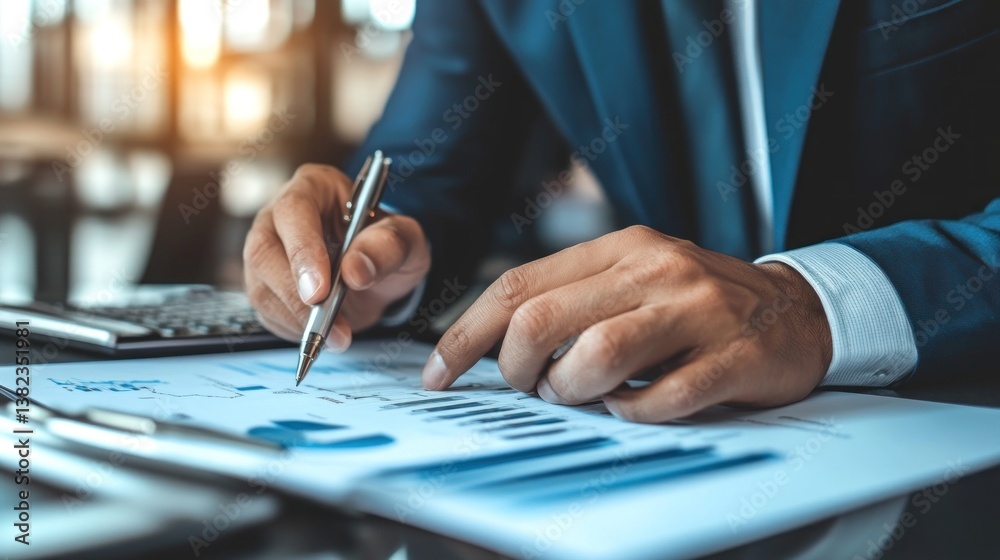 Businessman Analyzing Financial Data Charts Graphs Businessman Analyzing Financial Data Charts Graphs