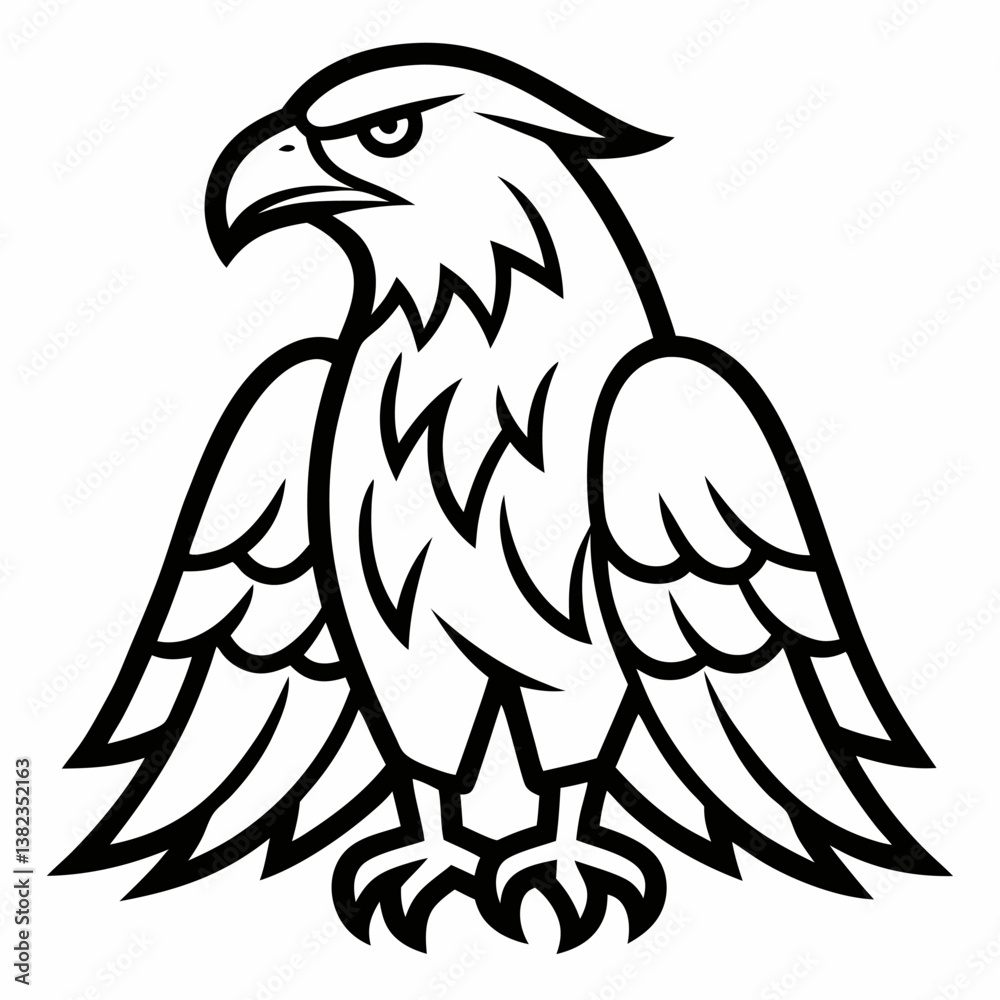 Obraz premium eagle-bird-line-art-on-white-background