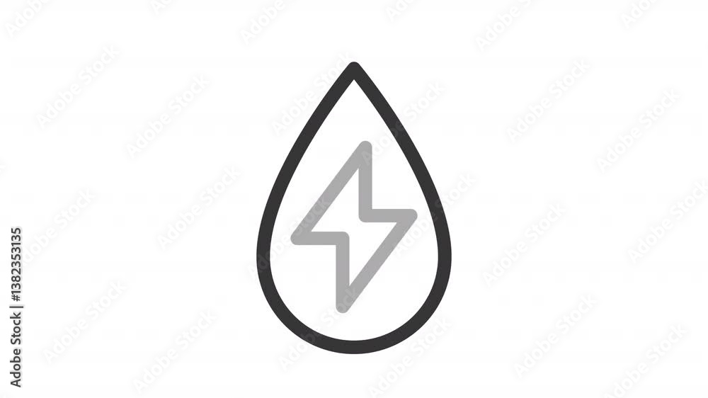 Water energy ui icon line animation. Blinking energy sign. Sustainable power, hydropower. Eco care. Waterdrop animated user interface element isolated on white. HD video with alpha channel Water energy ui icon line animation. Blinking energy sign. Sustainable power, hydropower. Eco care. Waterdrop animated user interface element isolated on white. HD video with alpha channel