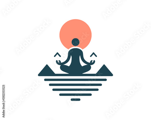 Yoga logo design icon symbol vector illustration. International yoga day.  meditation, relaxation, and healthy lifestyle.