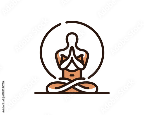 Yoga logo design icon symbol vector illustration. International yoga day.  meditation, relaxation, and healthy lifestyle.