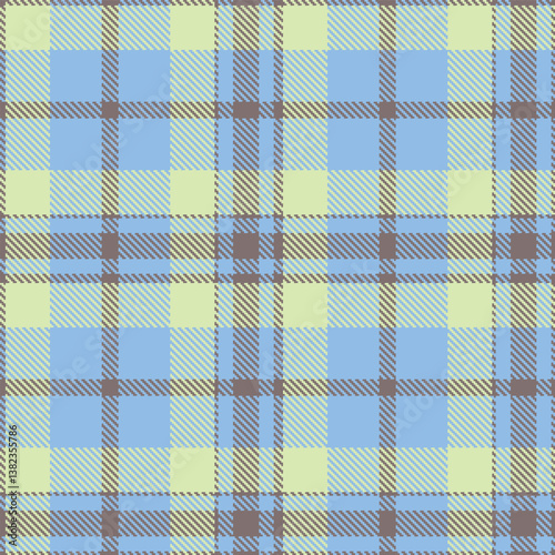 Bright medium grey Seamless Tartan with Sandy baby blue accents Fabric Design