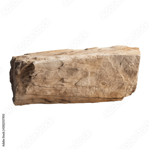 A close up of a large rectangular block of light brown stone against a  on transparent background png