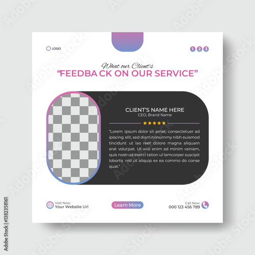 Digital marketing business client testimonial or feedback template design