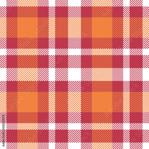 Autumn rouge and Classic white Seamless Tartan Fabric Design