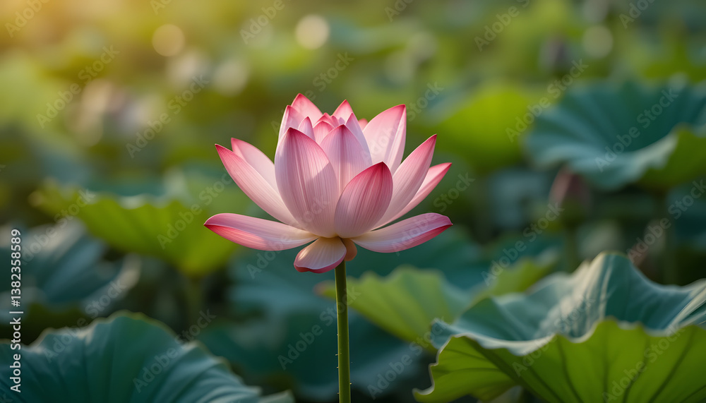 Fototapeta premium Serene Lotus Bloom at Dawn