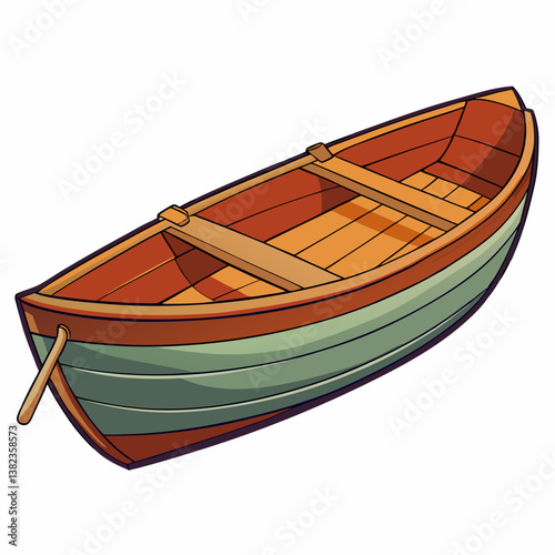 wooden boat on white background