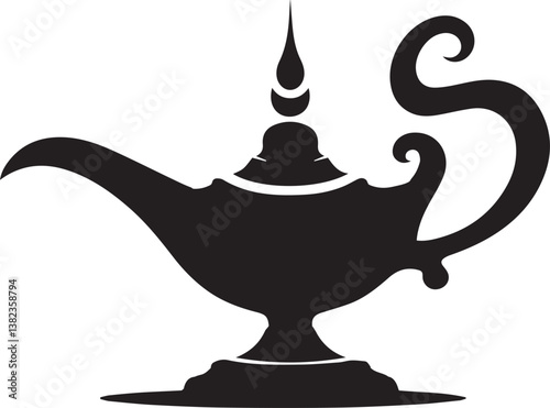 Aladdin lamp silhouette black vector