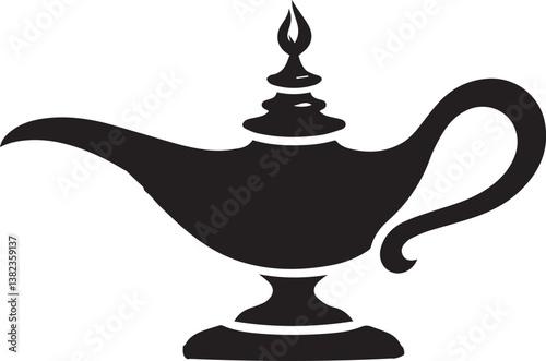 Aladdin lamp silhouette black vector