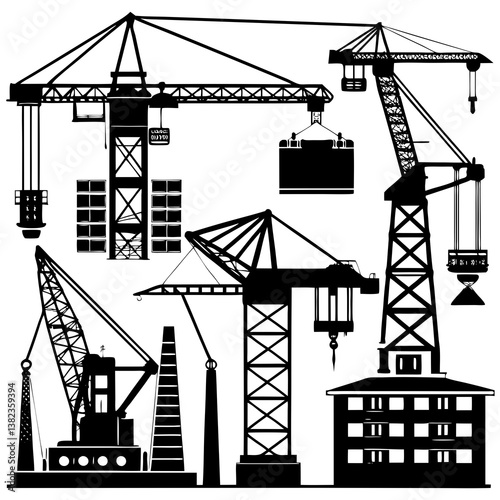 silhouette of construction crane