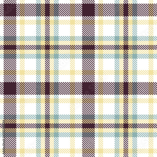 Elegant Seamless Tartan featuring Bright white and Fire light tan Fabric Design