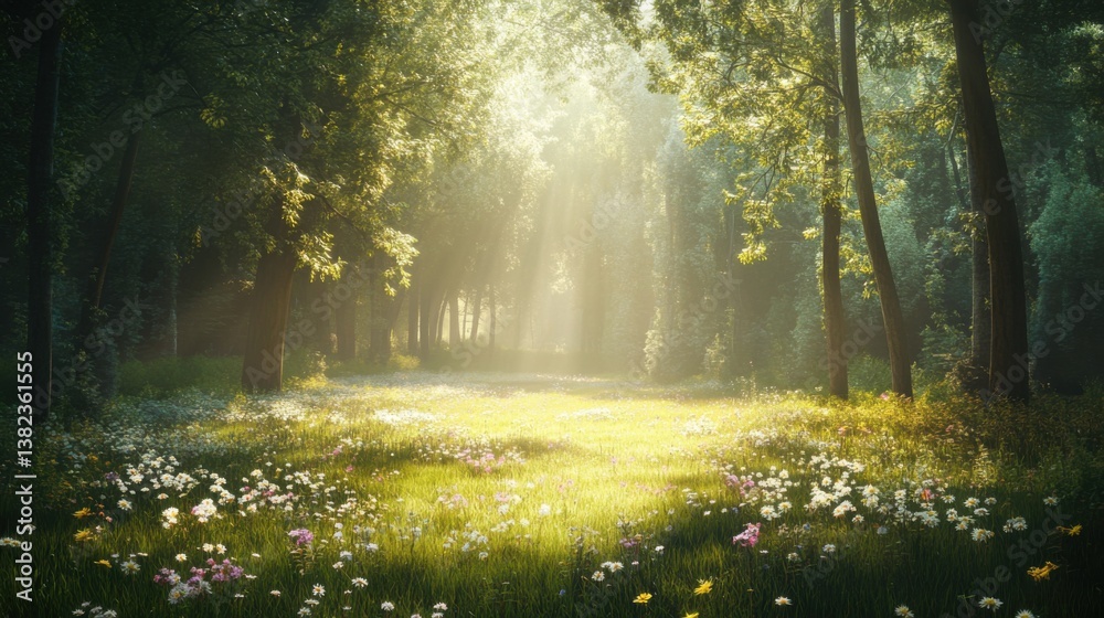 Obraz premium Serene Botanical Background with a tranquil forest 