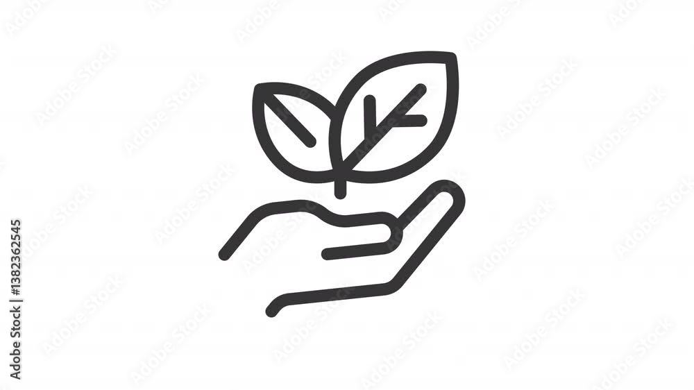 Nature preservation ui icon line animation. Moving hand, shaking leafs. Biodiversity, sustainability. Eco care animated user interface element isolated on white. HD video with alpha channel Nature preservation ui icon line animation. Moving hand, shaking leafs. Biodiversity, sustainability. Eco care animated user interface element isolated on white. HD video with alpha channel