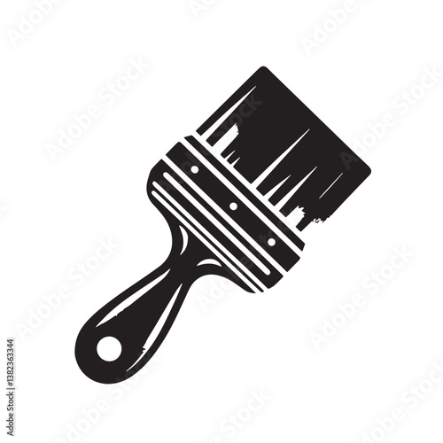 Black Color Putty Knife Silhouette Vector Illustration, Solid White Background