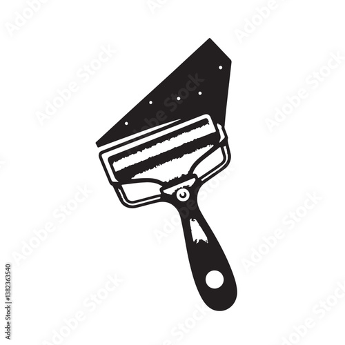 Black Color Putty Knife Silhouette Vector Illustration, Solid White Background