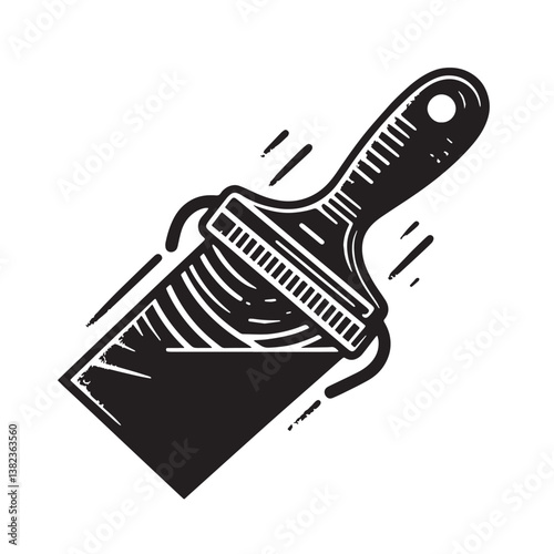 Black Color Putty Knife Silhouette Vector Illustration, Solid White Background