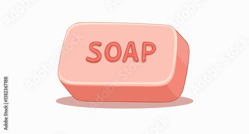 light -colored rectangular bar of soap with the word soap embossed on it