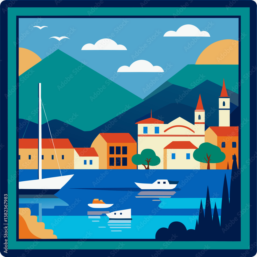 Naklejka premium houses in the sea