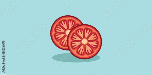 two slices of a red tomato
