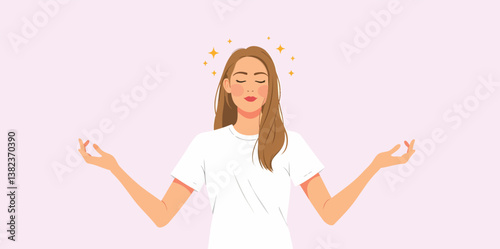 serene woman meditating radiating calmness and inner peace